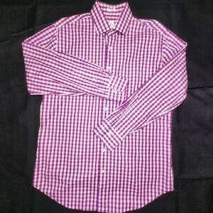 Peter Millar Purple Checkered Long Sleeve Button Down Mens Large Shirt